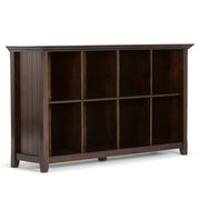 Simpli-Home Acadian handcrafted cube storage organizer with multiple compartments, made of wood for versatile home or office use.