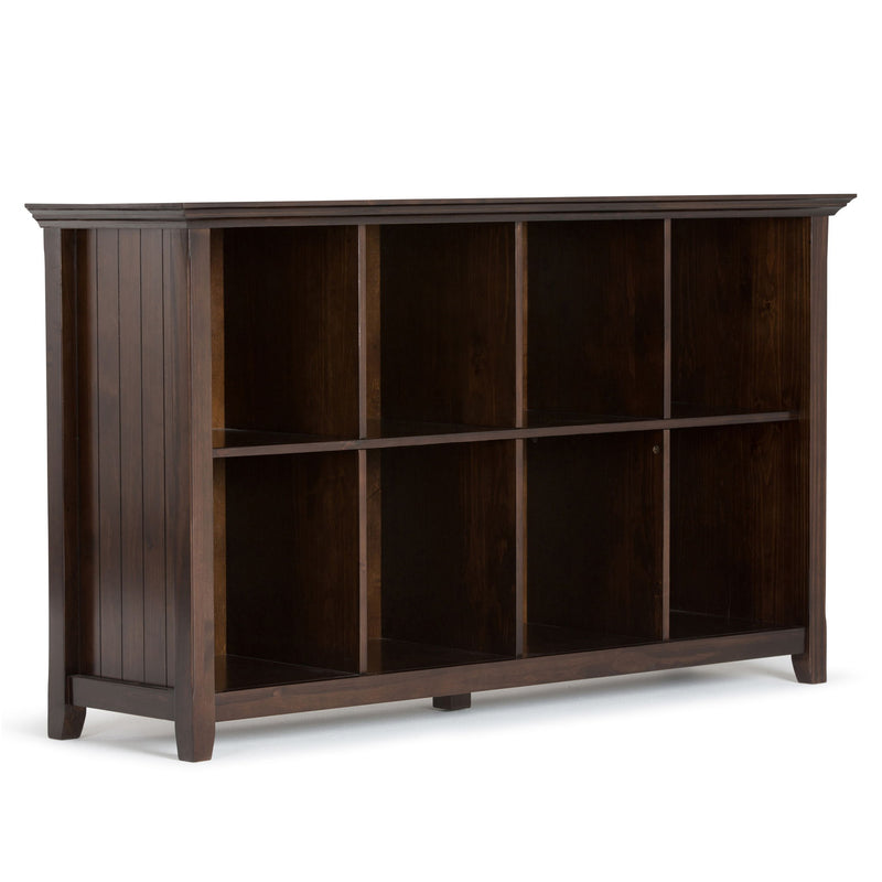 Simpli-Home Acadian handcrafted cube storage organizer with multiple compartments, made of wood for versatile home or office use.