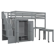 Loft Bed With Stairs, Bookshelf, Drawers, Desk & Wardrobe, Space Saving Multifunctional Furniture - R&R Furniture Gallery (Fountain Valley, CA)