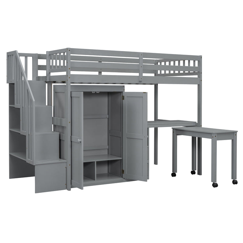 Loft Bed With Stairs, Bookshelf, Drawers, Desk & Wardrobe, Space Saving Multifunctional Furniture - R&R Furniture Gallery (Fountain Valley, CA)