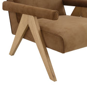 Zoey - Accent Chair - Chocolate Suede & Oak - R&R Furniture Gallery (Fountain Valley, CA)