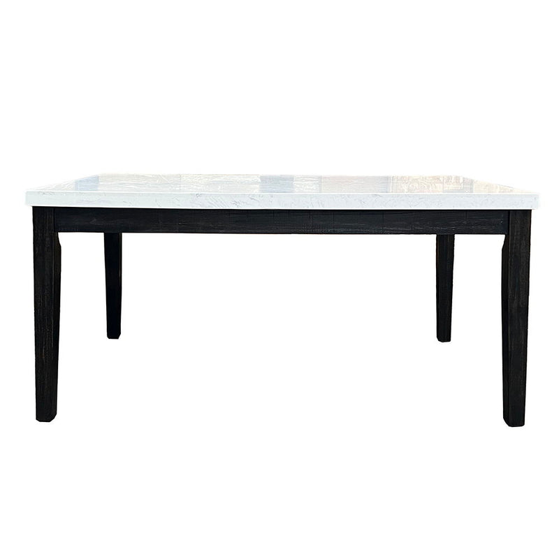 Nolan - Dining Table - White Natural Marble Top & Salvage Dark Oak - R&R Furniture Gallery (Fountain Valley, CA)