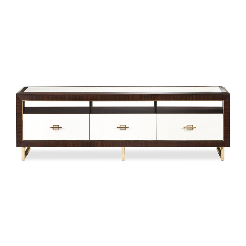 Belmont Place - Media Cabinet - White / Dark Brown - R&R Furniture Gallery (Fountain Valley, CA)