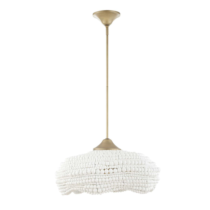 Uttermost Biddeford 5-light beaded pendant light with white beads, showcasing a stylish and elegant pendant lighting fixture.