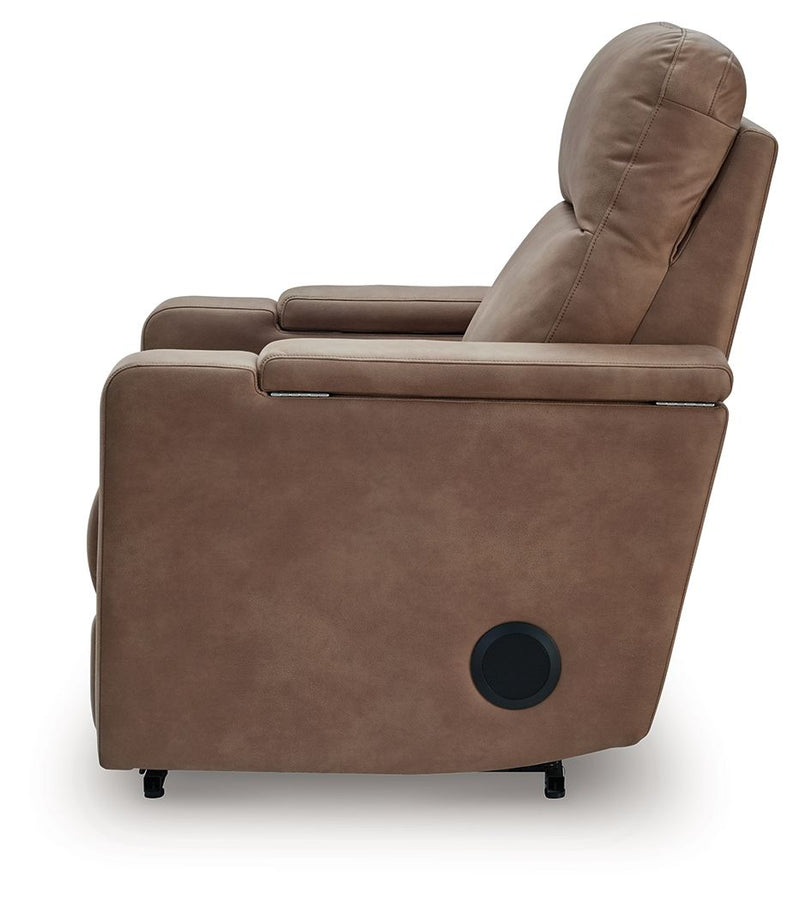 Lorrenton - Glider Power Recliner With Audio System - Caramel - R&R Furniture Gallery (Fountain Valley, CA)