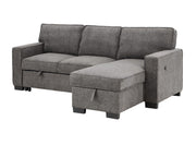 Estelle - Fabric Reversible Sleeper Sectional With Storage Chaise Drop-Down Table 2 Cup Holders And 2 USB Ports - R&R Furniture Gallery (Fountain Valley, CA)