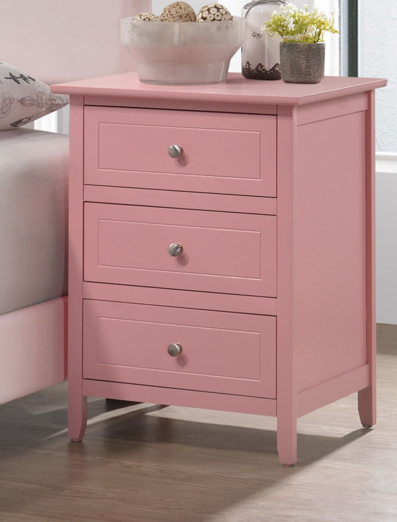 Glory Furniture Dove Tailed Drawers 3 Drawer Accent Nightstand with wooden finish and vintage style, ideal for bedroom decor.
