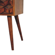 Mini Cube Carved 2 Drawer Nightstand - R&R Furniture Gallery (Fountain Valley, CA)