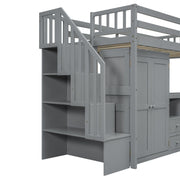 Loft Bed With Stairs, Bookshelf, Drawers, Desk & Wardrobe, Space Saving Multifunctional Furniture - R&R Furniture Gallery (Fountain Valley, CA)