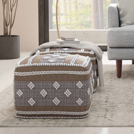Mapleton - Outdoor / Indoor Pouf - Beige Gray / White - R&R Furniture Gallery (Fountain Valley, CA)