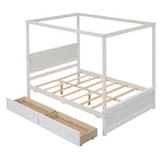 Canopy Platform Bed With Drawers, Support Slats, No Box Spring Needed - R&R Furniture Gallery (Fountain Valley, CA)