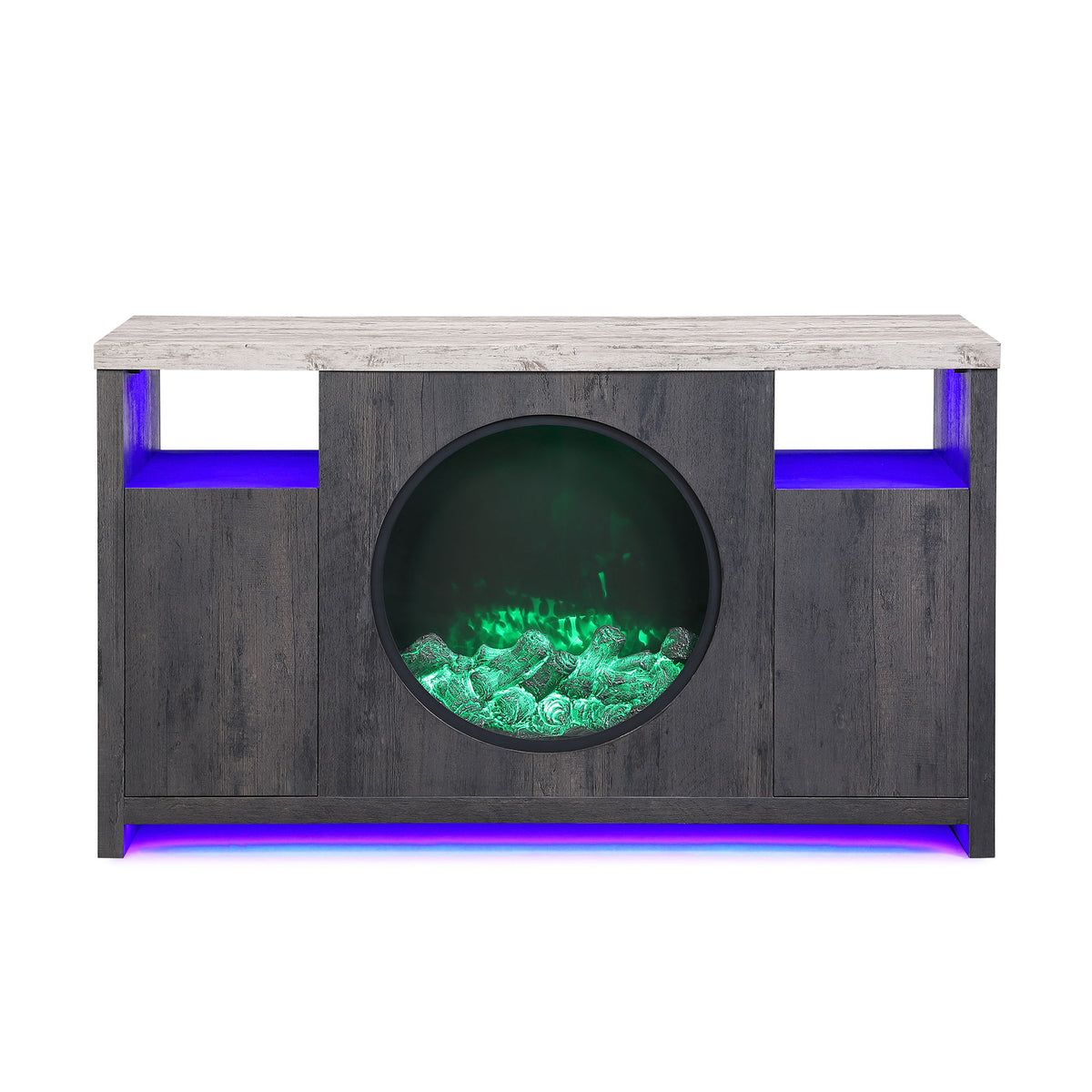 Nancy - Entertainment Unit With Bluetooth Speaker And LED Lighting - Gray