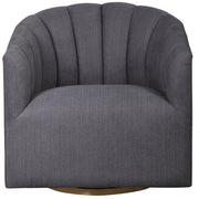 Dark gray Uttermost Cuthbert modern swivel chair with a sleek, contemporary design and cushioned seat in a stylish home setting.