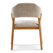 Indoor Upholstered Dining Chair (Set of 2) With Sturdy Frame And Ergonomic Curved Backrest - Oatmeal / Teak - R&R Furniture Gallery (Fountain Valley, CA)