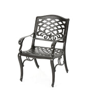 Luminea - Outdoor Aluminum Dining Chair With Scroll Design, Lattice Pattern And Cabriole Legs - Bronze - R&R Furniture Gallery (Fountain Valley, CA)