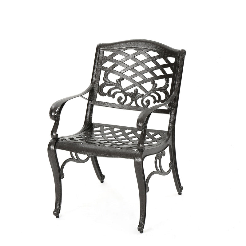 Luminea - Outdoor Aluminum Dining Chair With Scroll Design, Lattice Pattern And Cabriole Legs - Bronze - R&R Furniture Gallery (Fountain Valley, CA)