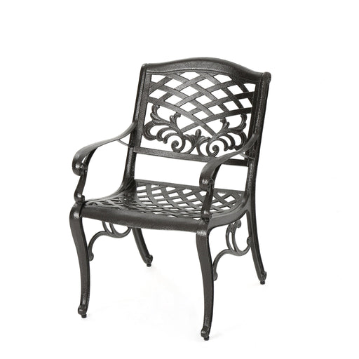 Luminea - Outdoor Aluminum Dining Chair With Scroll Design, Lattice Pattern And Cabriole Legs - Bronze - R&R Furniture Gallery (Fountain Valley, CA)