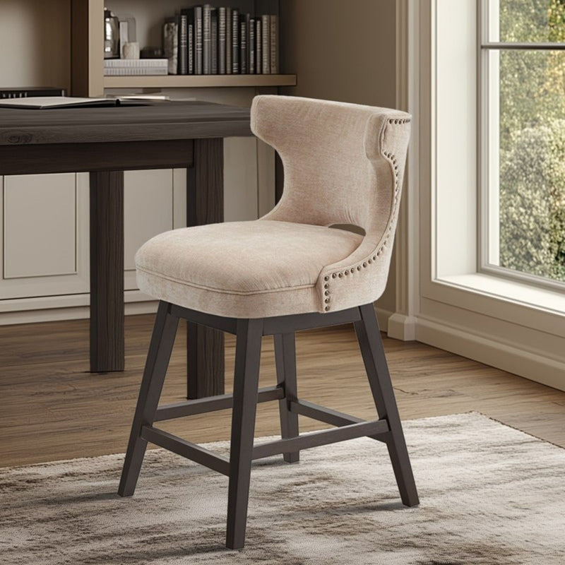 360 Degree Swivel Counter Stool With Silver Detailing - R&R Furniture Gallery (Fountain Valley, CA)