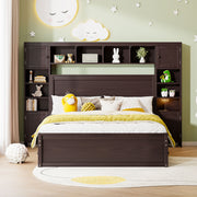 DreamHaus cabinet bed with integrated shelves, storage cabinet, and sockets, showcasing a modern, multifunctional bedroom furniture piece.