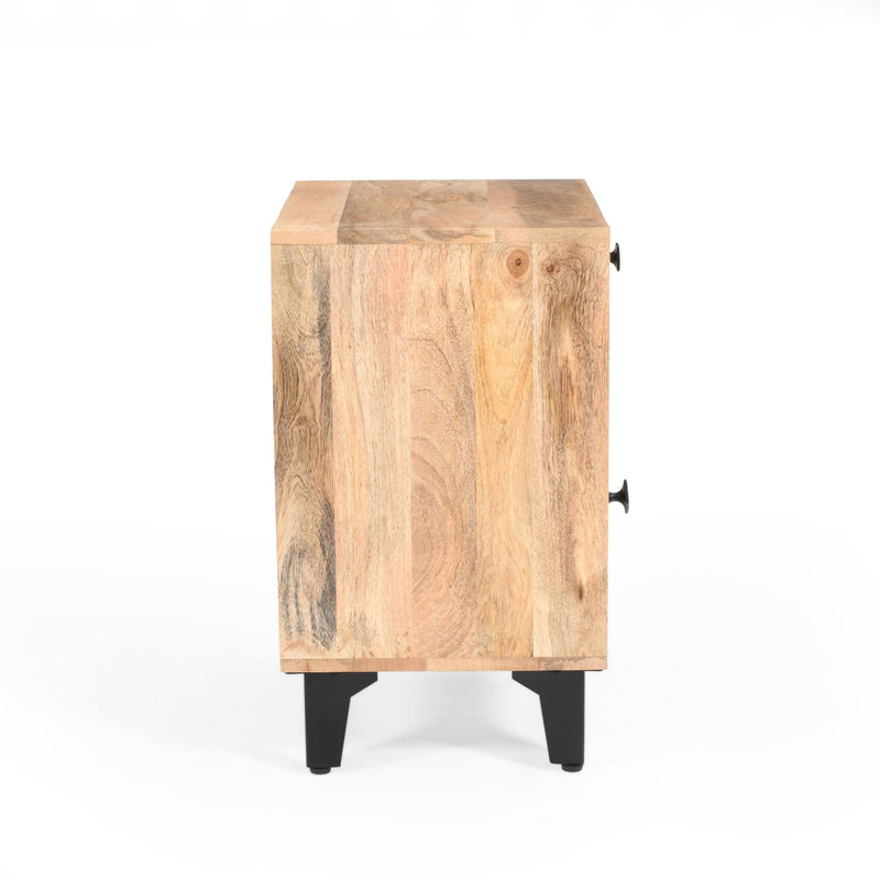Solid Wood Vintage Nightstand With Handcrafted Detailing - Natural - R&R Furniture Gallery (Fountain Valley, CA)