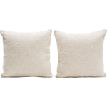 Set of (2) 16" Square Accent Pillows in Bone Boucle Textured Fabric
