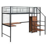Loft Bed With Desk And Grid, Stylish Frame With Lateral Storage Ladder And Wardrobe - R&R Furniture Gallery (Fountain Valley, CA)