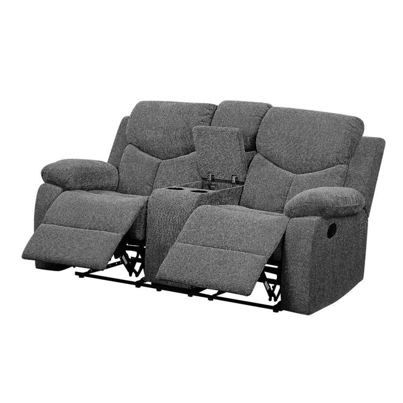 Kalen - Motion Loveseat With Console - Gray Chenille - R&R Furniture Gallery (Fountain Valley, CA)