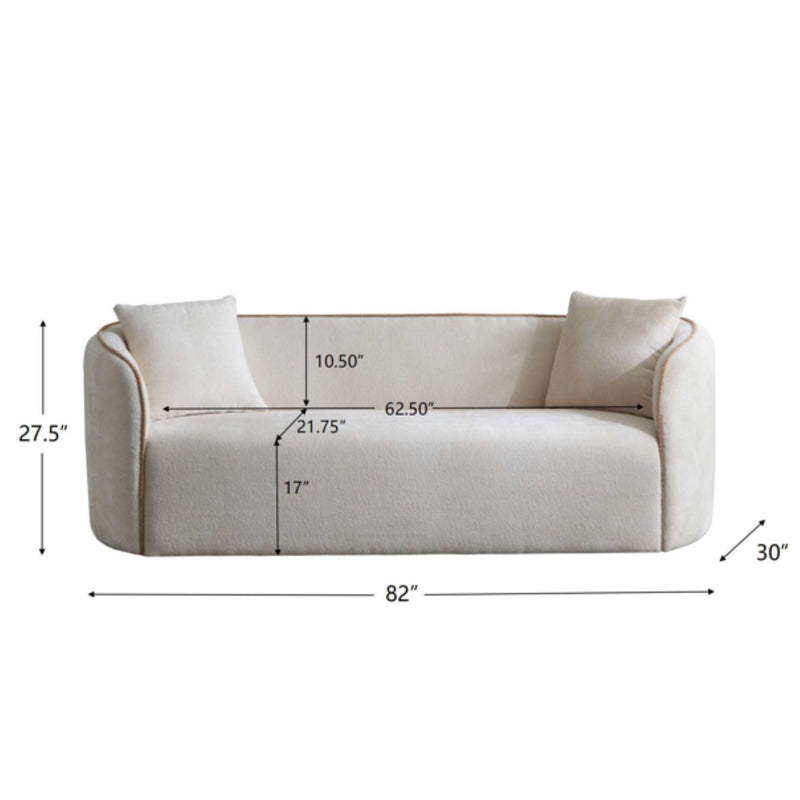 Noble House Coral curved 3-seater stationary sofa with plush cushions and modern design in coral fabric.