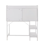 Lumi Source Geo lift top desk with contemporary design, featuring a spacious surface and stylish geometric shelf accents.