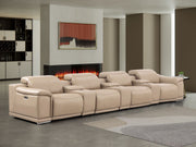 2679 - Genuine Leather Sofa With 4 Power Recliners, Power Headrests & 3 Storage Consoles - R&R Furniture Gallery (Fountain Valley, CA)