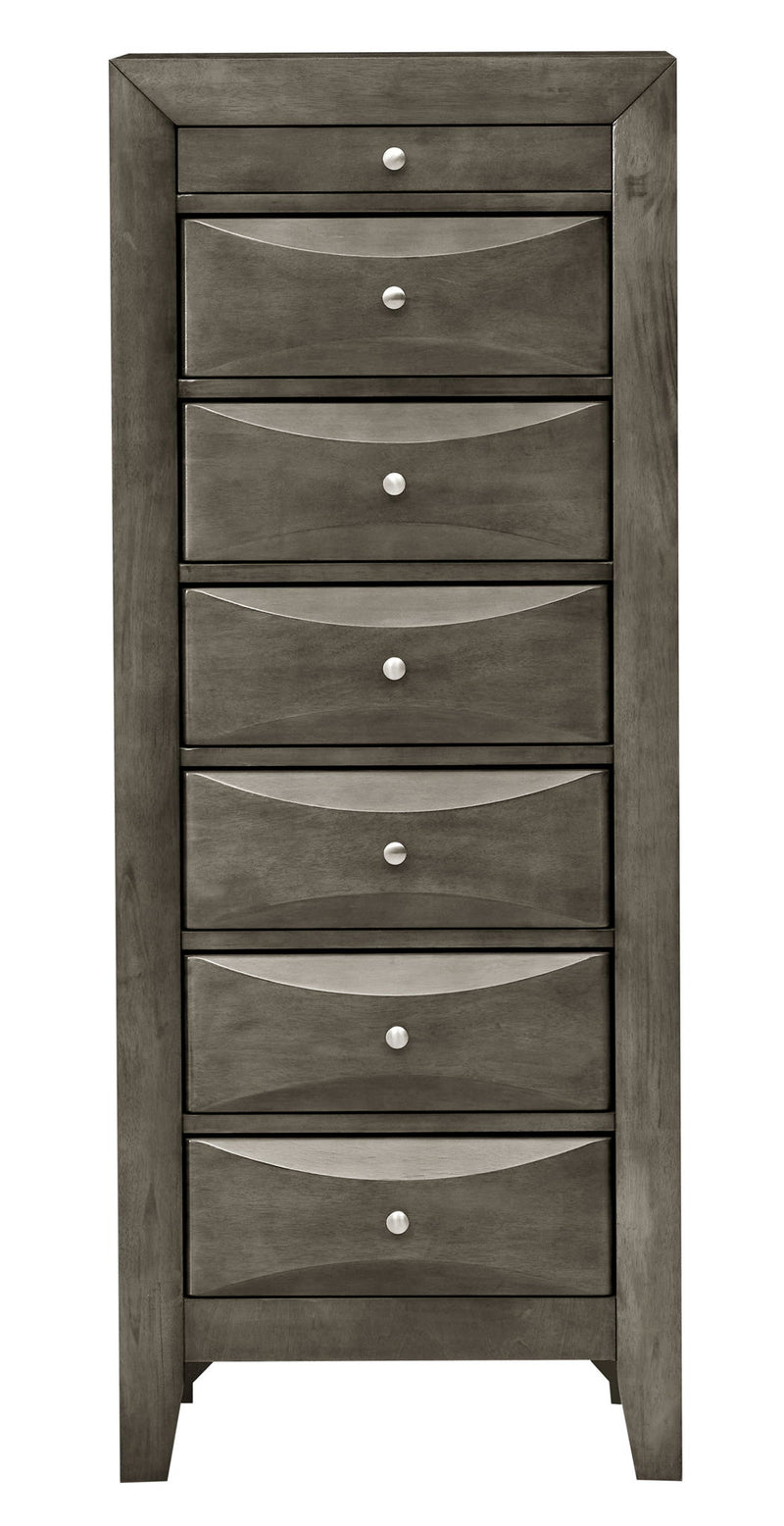 Glory Furniture Marilla 7 Drawer Lingerie Chest with sleek wood finish and modern design, featuring multiple spacious drawers.