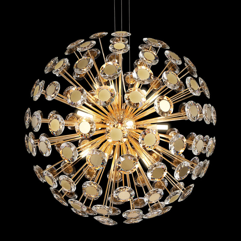 Michael Amini Lighting - Pendant 18 Light-Round Crystal Chandelier - Gold