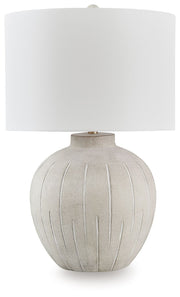 Calbert - Poly Table Lamp - Warm Gray - R&R Furniture Gallery (Fountain Valley, CA)