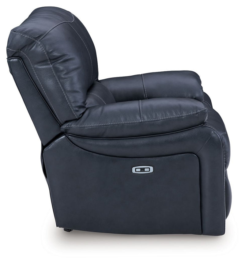 Leesworth - 3 Pc. - Power Reclining Sofa, Power Reclining Loveseat, Power Rocker Recliner - Ocean - R&R Furniture Gallery (Fountain Valley, CA)