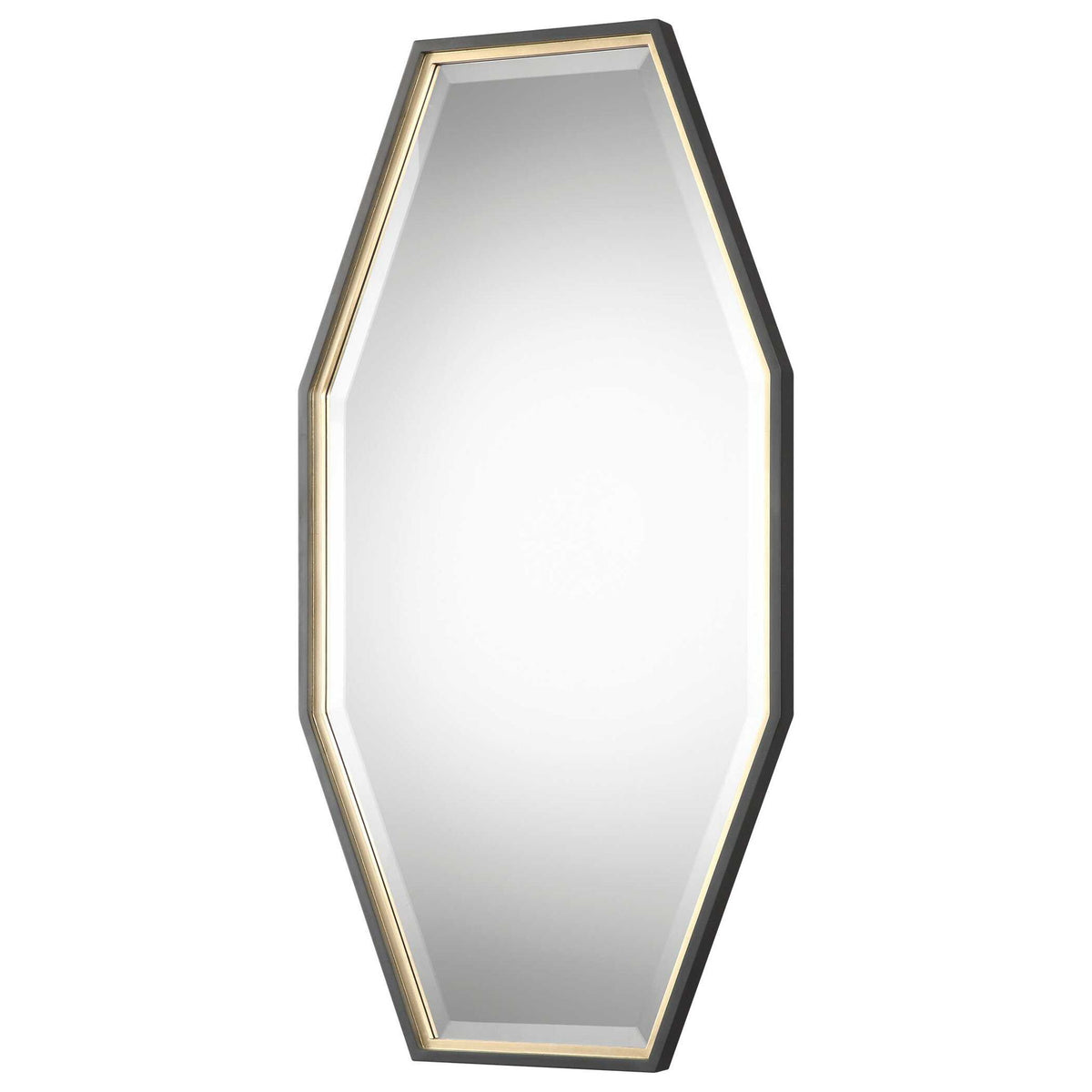Gold octagon wall mirror by Uttermost featuring a sleek, modern design perfect for contemporary living spaces.