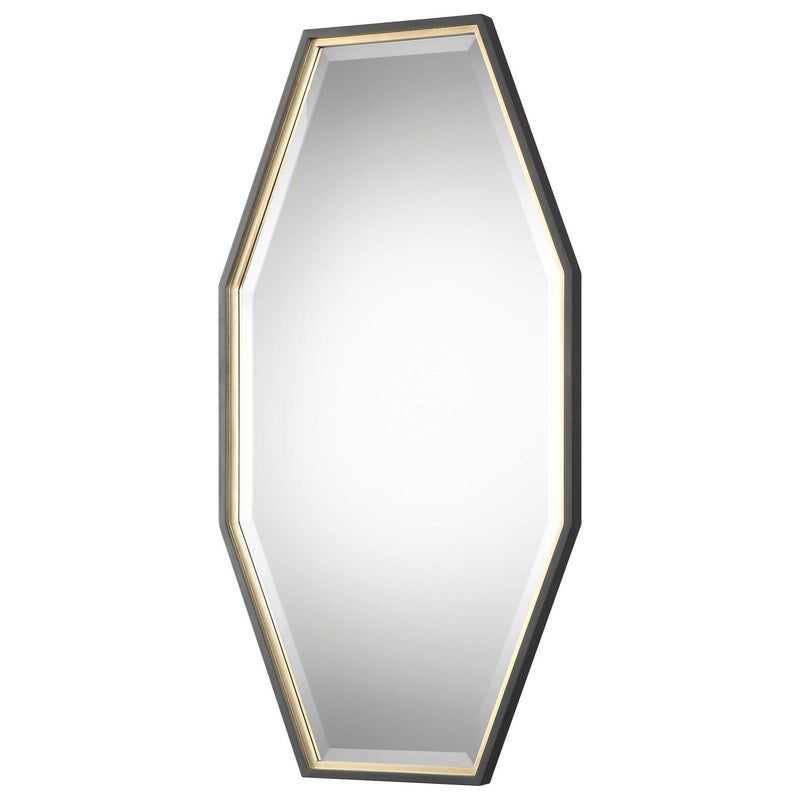Gold octagon wall mirror by Uttermost featuring a sleek, modern design perfect for contemporary living spaces.