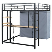 Loft Bed With Desk, Shelves, Power Outlet, LED Light And Wardrobe - R&R Furniture Gallery (Fountain Valley, CA)
