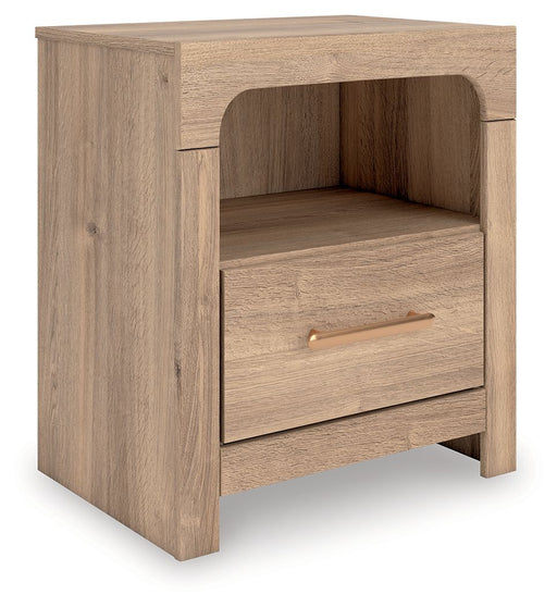 Kinlanni - One Drawer Night Stand - Tan - R&R Furniture Gallery (Fountain Valley, CA)