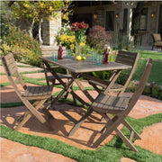 Noble House Positano 5-piece foldable outdoor dining set with a table and four chairs, ideal for patio or garden use