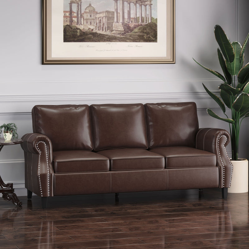 Contemporary 3 Seater Sofa With Nailhead Trim - R&R Furniture Gallery (Fountain Valley, CA)