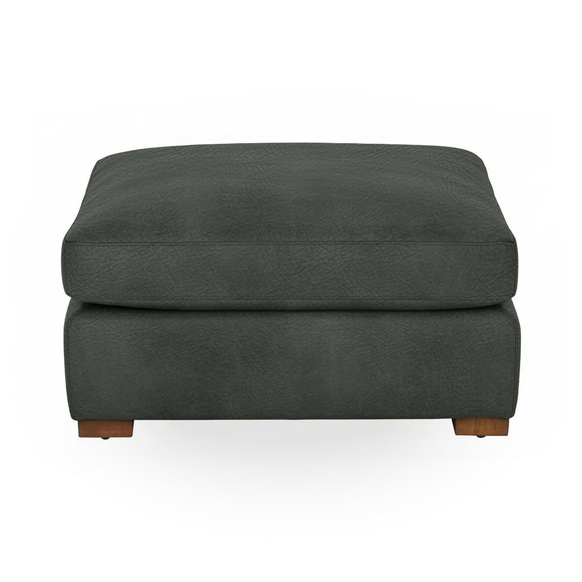 Classic Home Audrey upholstered ottoman with plush fabric and wooden legs, ideal for living room or bedroom decor.