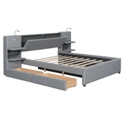 Upholstered Platform Bed With Reading Lights, Drawers, Trundle And Shelves - R&R Furniture Gallery (Fountain Valley, CA)
