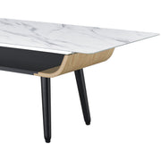 Landon - Coffee Table With Glass Marble Texture Top And Bent Wood Design - R&R Furniture Gallery (Fountain Valley, CA)
