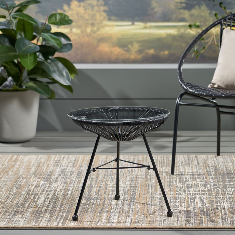 Nusa - Modern Rattan Side Table With Tempered Glass Top - R&R Furniture Gallery (Fountain Valley, CA)