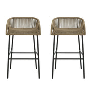 La Push - Outdoor Rope Barstool (Set of 2) - Black / Brown - R&R Furniture Gallery (Fountain Valley, CA)