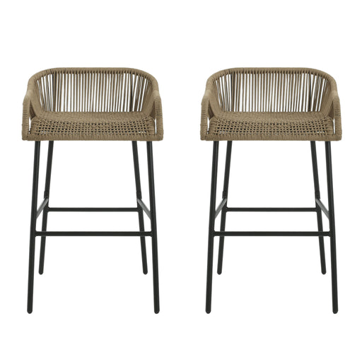 La Push - Outdoor Rope Barstool (Set of 2) - Black / Brown - R&R Furniture Gallery (Fountain Valley, CA)