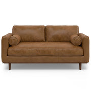 Simpli-Home Morrison upholstered stationary sofa with plush fabric and cushioned armrests, ideal for modern living rooms.