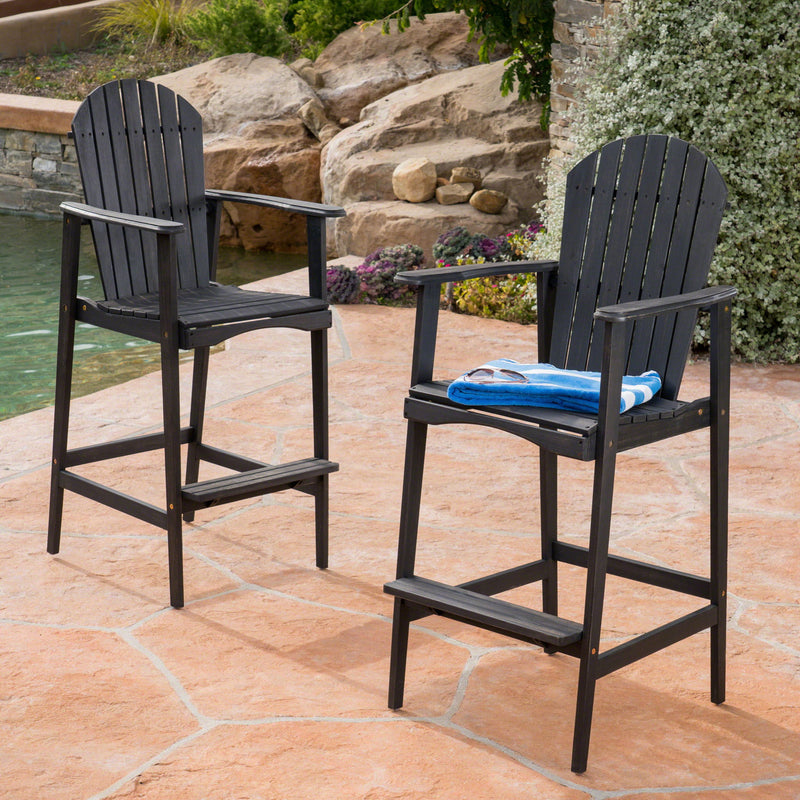 Outdoor Acacia Wood Adirondack Barstools (Set of 2) - R&R Furniture Gallery (Fountain Valley, CA)