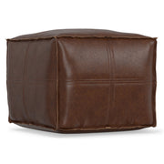 Simpli-Home Brody square accent pouf, versatile fabric-covered ottoman with a cushioned top and modern design for living room decor.