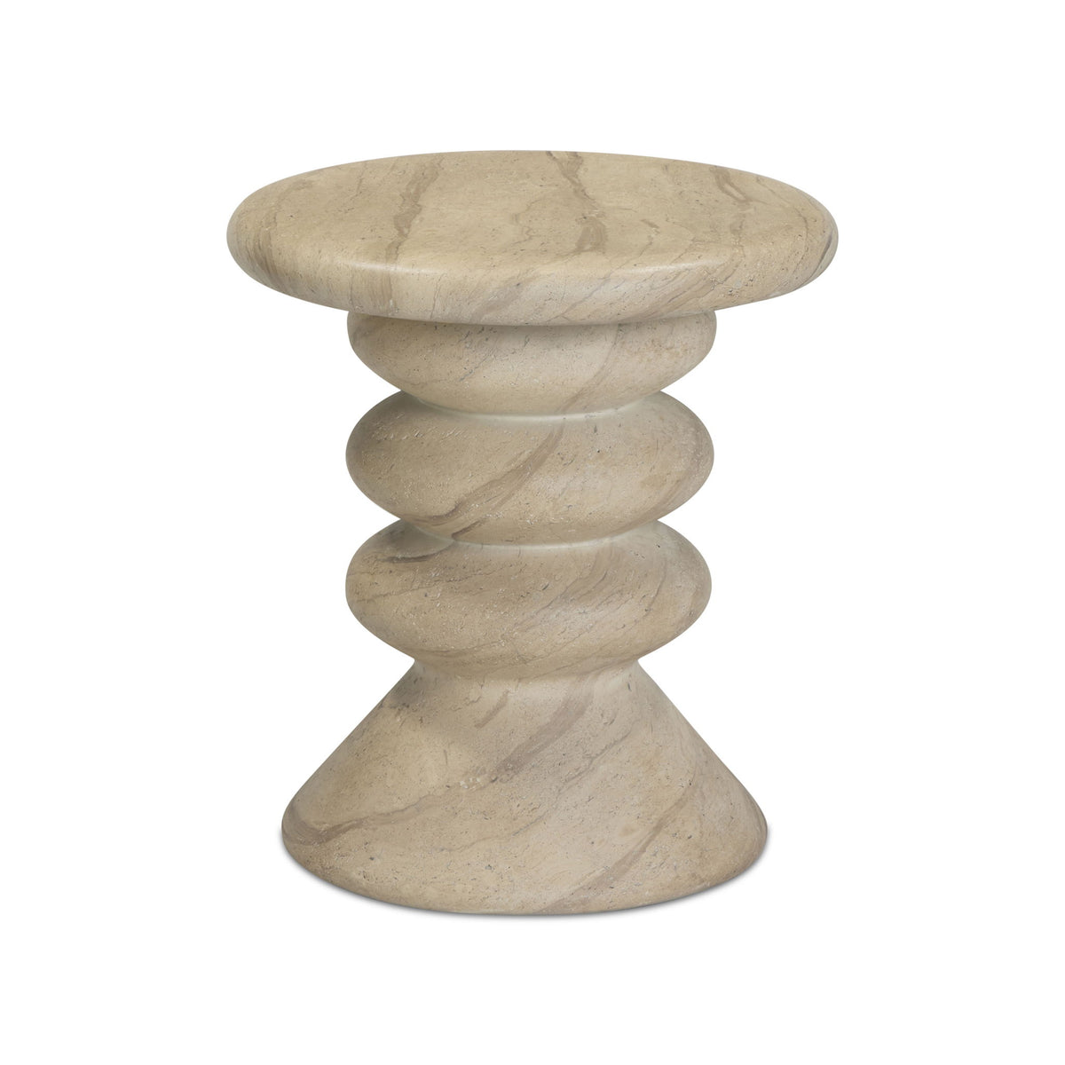 Hyre - Indoor / Outdoor Concrete Side Table - Faux Travertine - R&R Furniture Gallery (Fountain Valley, CA)